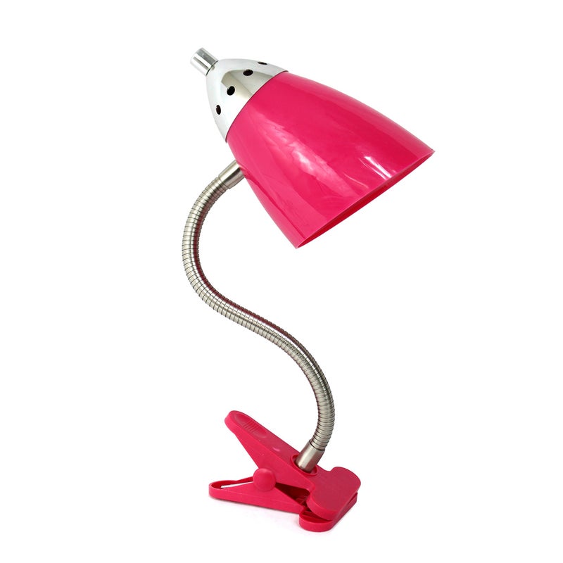 Simple Designs LD2001-PNK Flossy Flexible Gooseneck Desk Lamp Clip Light, for Desks, Nightstands, Reading, Pink - Image 3